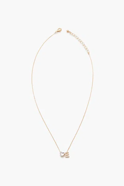 Forever 21 Faux Gem Initial Charm Necklace In Yellow