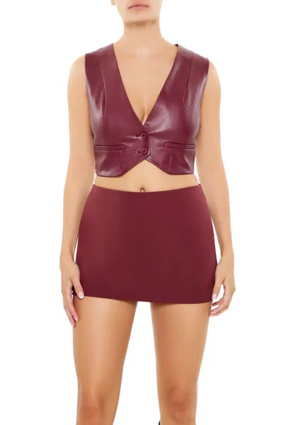 Forever 21 Faux Leather Cropped Vest In Brown