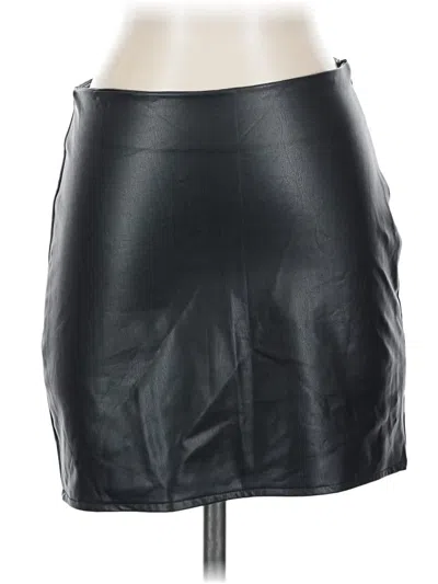 Pre-owned Forever 21 Faux Leather Skirt In Black