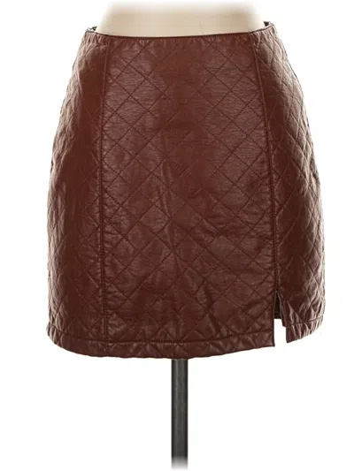 Pre-owned Forever 21 Faux Leather Skirt In Brown