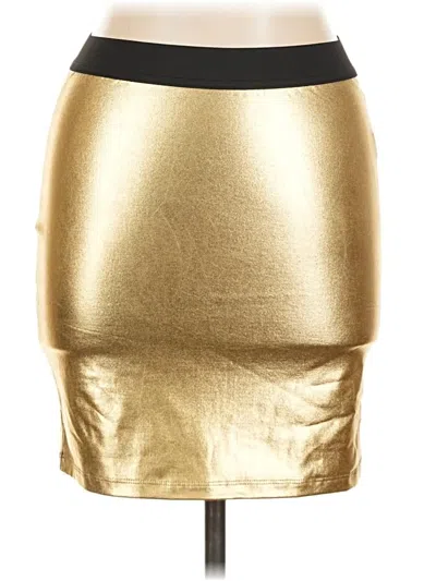 Forever 21 Faux Leather Skirt In Gold