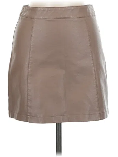 Pre-owned Forever 21 Faux Leather Skirt In Tan