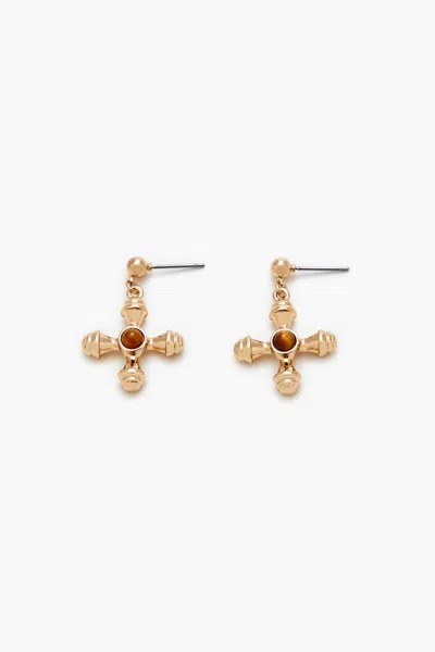 Forever 21 Faux Stone Cross Drop Earrings In White
