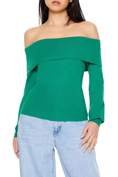 Forever 21 Fitted Off-the-shoulder Sweater In Multi
