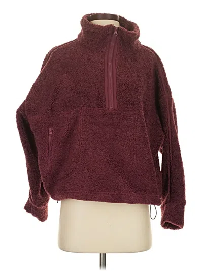 Pre-owned Forever 21 Fleece Jacket In Burgundy