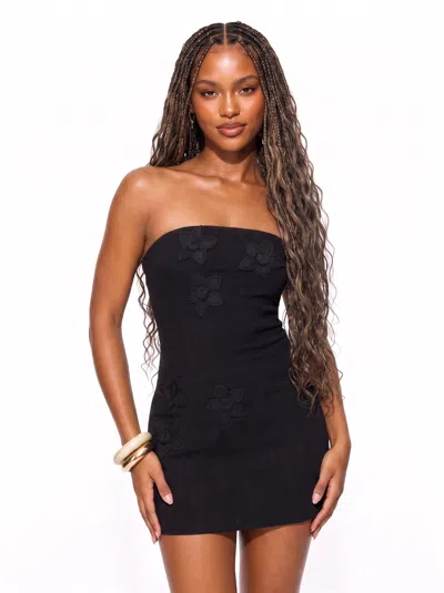 Forever 21 Floral Crochet Tube Mini Dress In Black