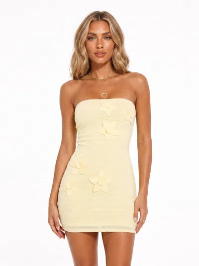 Forever 21 Floral Crochet Tube Mini Dress In Yellow