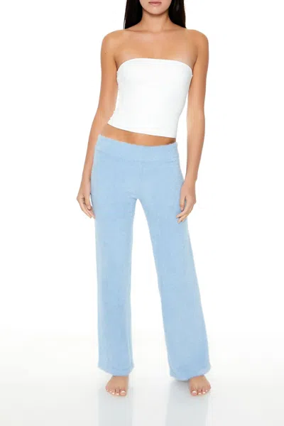 Forever 21 Fuzzy Knit Flare Pants In Blue