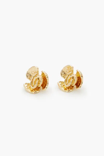 Forever 21 Hammered Flower Stud Earrings In Yellow