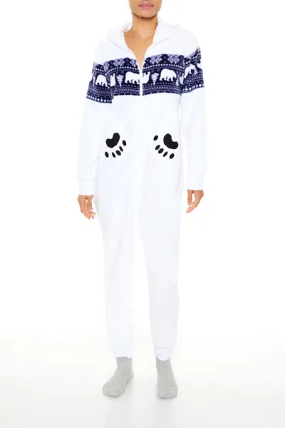 Forever 21 Hooded Polar Bear Jumpsuit In Multi