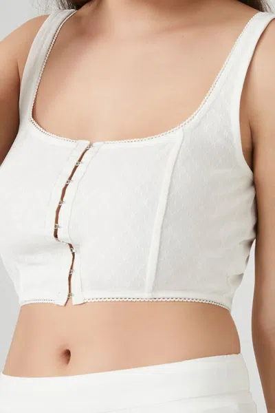 Forever 21 Hook-and-eye Cropped Tank Top In White