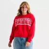 Forever 21 Juniors Plus Womens Crew Neck Long Sleeve Pullover Sweater In Red