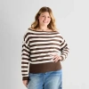 Forever 21 Juniors Plus Womens Long Sleeve Pullover Sweater In Brown