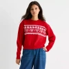 Forever 21 Juniors Womens Crew Neck Long Sleeve Bows Pullover Sweater In Red