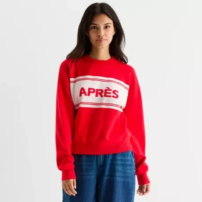 Forever 21 Juniors Womens Crew Neck Long Sleeve Pullover Sweater In Red