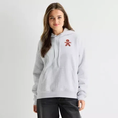 Forever 21 Juniors Womens Hooded Long Sleeve Pullover Sweater In Gray