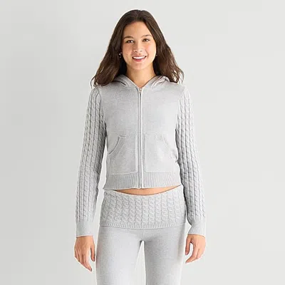 Forever 21 Juniors Womens Hooded Long Sleeve Pullover Sweater In Gray