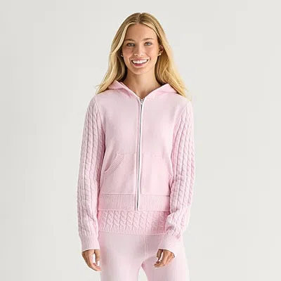 Forever 21 Juniors Womens Hooded Long Sleeve Pullover Sweater In Pink