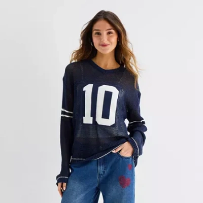 Forever 21 Juniors Womens Long Sleeve Pullover Sweater In Blue
