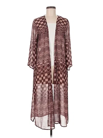 Pre-owned Forever 21 Kimono In Burgundy
