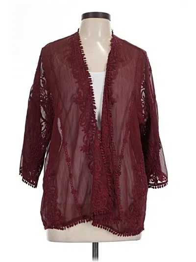 Pre-owned Forever 21 Kimono In Burgundy