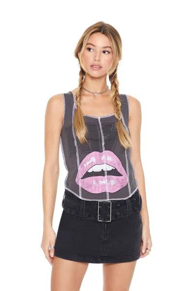 Forever 21 Kiss Graphic Tank Top In Gray