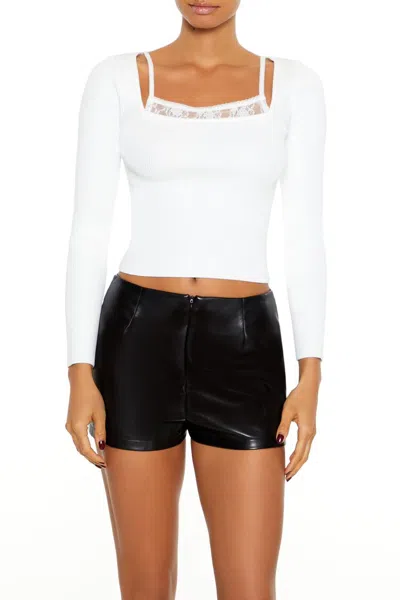 Forever 21 Lace Cami & Sweater Combo Top In White