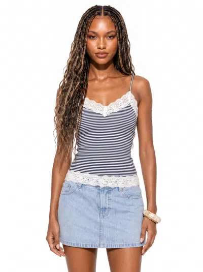 Forever 21 Lace-trim Cami Tank Top In Blue