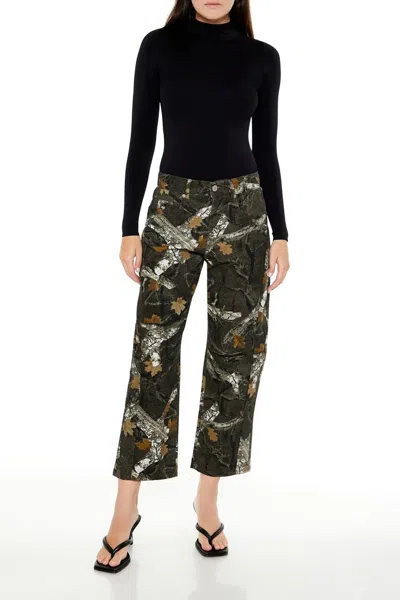 Forever 21 Leaf Camo Print Twill Pants In Multi