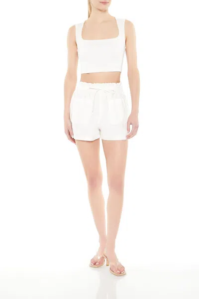 Forever 21 Linen-blend Paperbag Shorts In White