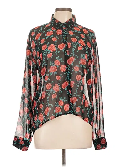 Pre-owned Forever 21 Long Sleeve Blouse In Black