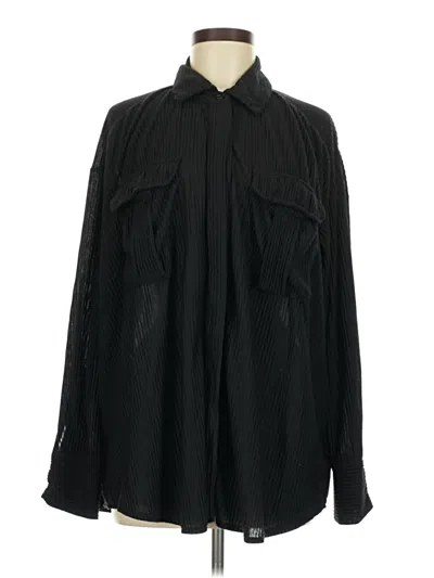 Pre-owned Forever 21 Long Sleeve Blouse In Black