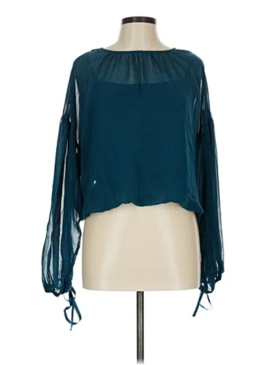 Pre-owned Forever 21 Long Sleeve Blouse In Blue