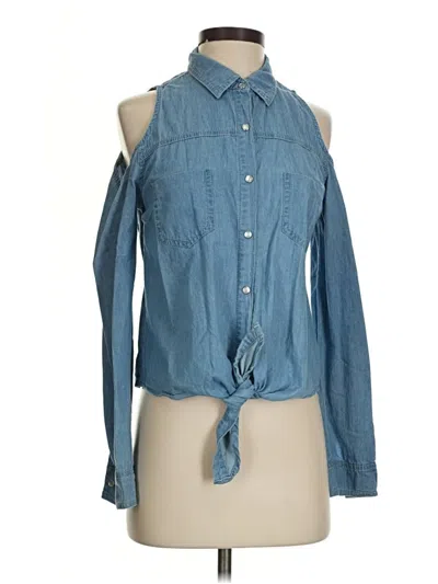 Pre-owned Forever 21 Long Sleeve Blouse In Blue