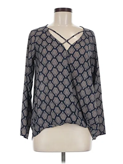 Pre-owned Forever 21 Long Sleeve Blouse In Blue