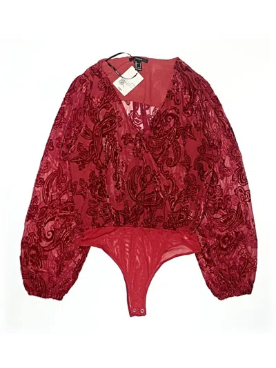 Forever 21 Long Sleeve Blouse In Burgundy