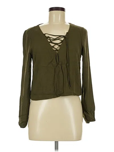 Pre-owned Forever 21 Long Sleeve Blouse In Green
