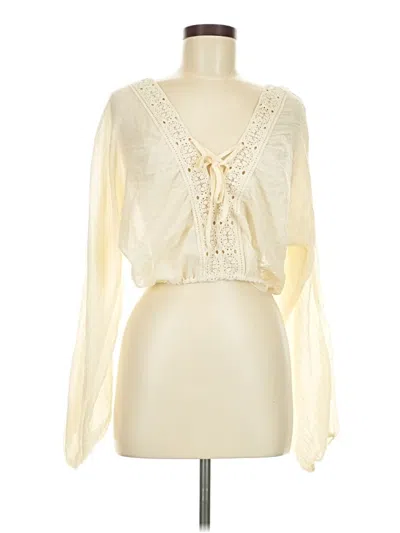 Pre-owned Forever 21 Long Sleeve Blouse In Ivory