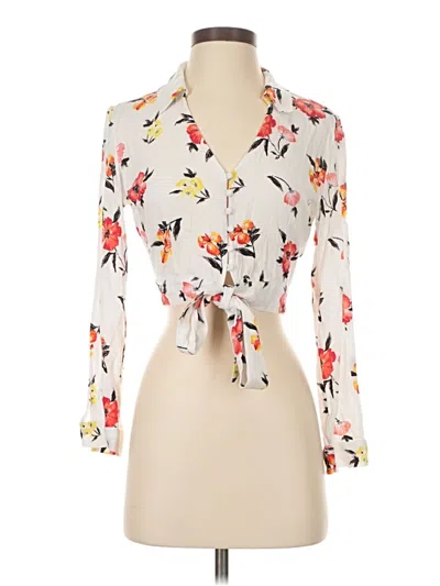 Pre-owned Forever 21 Long Sleeve Blouse In Ivory