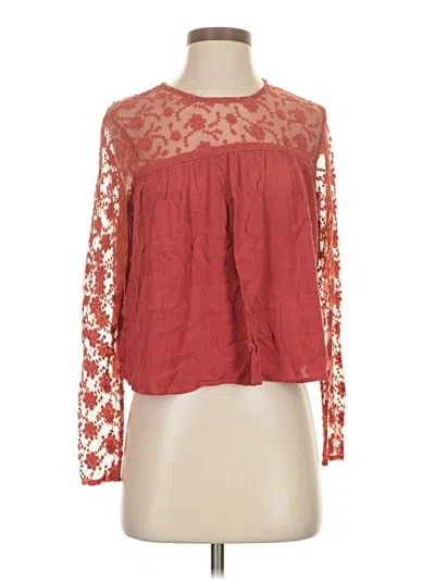 Pre-owned Forever 21 Long Sleeve Blouse In Red