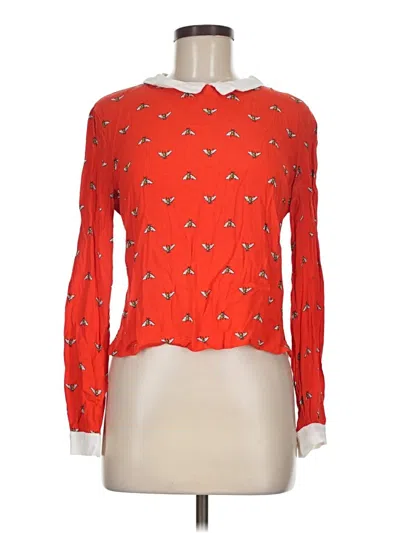 Pre-owned Forever 21 Long Sleeve Blouse In Red