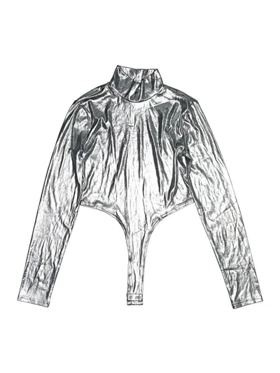 Pre-owned Forever 21 Long Sleeve Blouse In Silver