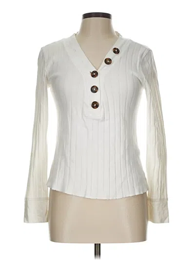 Pre-owned Forever 21 Long Sleeve Blouse In White