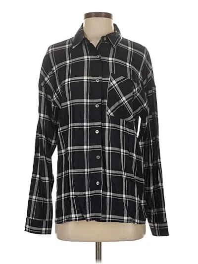 Pre-owned Forever 21 Long Sleeve Button Down Shirt In Black