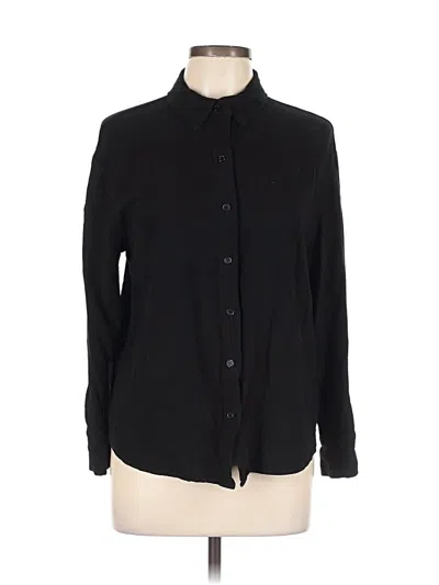 Pre-owned Forever 21 Long Sleeve Button Down Shirt In Black