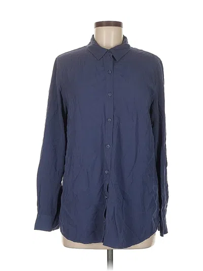Pre-owned Forever 21 Long Sleeve Button Down Shirt In Blue