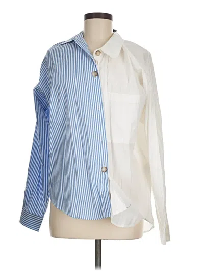Pre-owned Forever 21 Long Sleeve Button Down Shirt In Blue