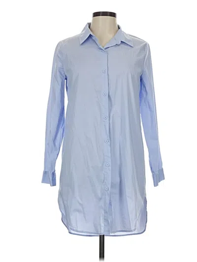 Pre-owned Forever 21 Long Sleeve Button Down Shirt In Blue