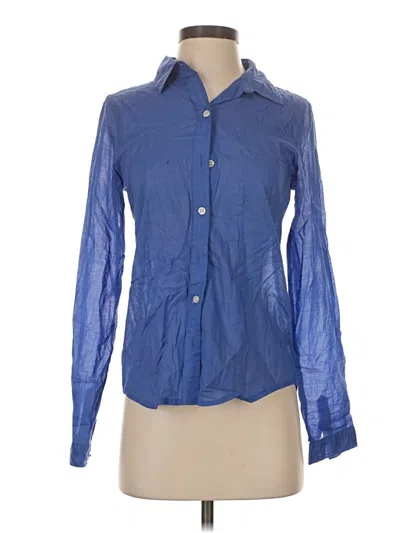 Pre-owned Forever 21 Long Sleeve Button Down Shirt In Blue