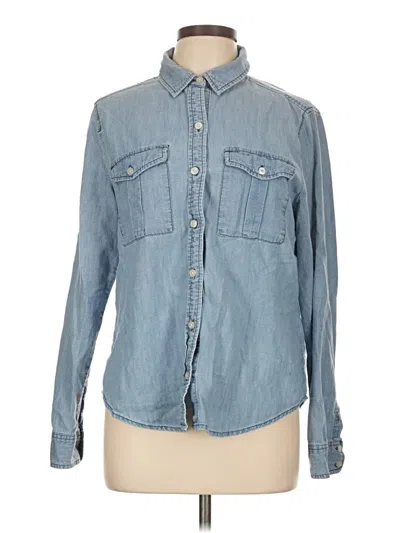 Pre-owned Forever 21 Long Sleeve Button Down Shirt In Blue